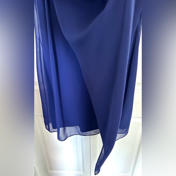 MSK Women's Dress Midnight Blue Size 12 Sheath with Rhinestone Collar - Picture 7 of 10